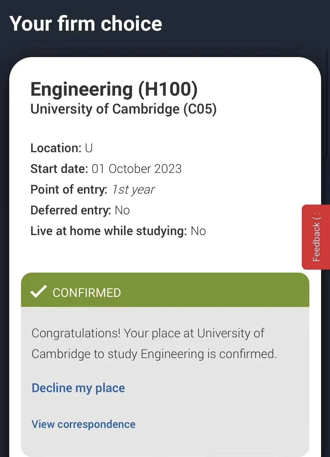 沈同学的Murray Edwards College录取材料节选
